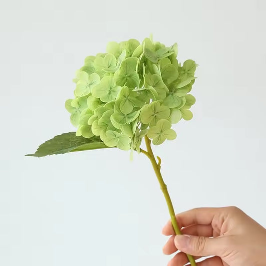 Real touch single stem green hydrangea 13 inch artificial flower