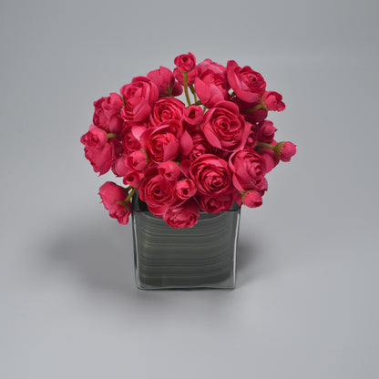 Artificial silk red ranunculus flower hand tied ready to display