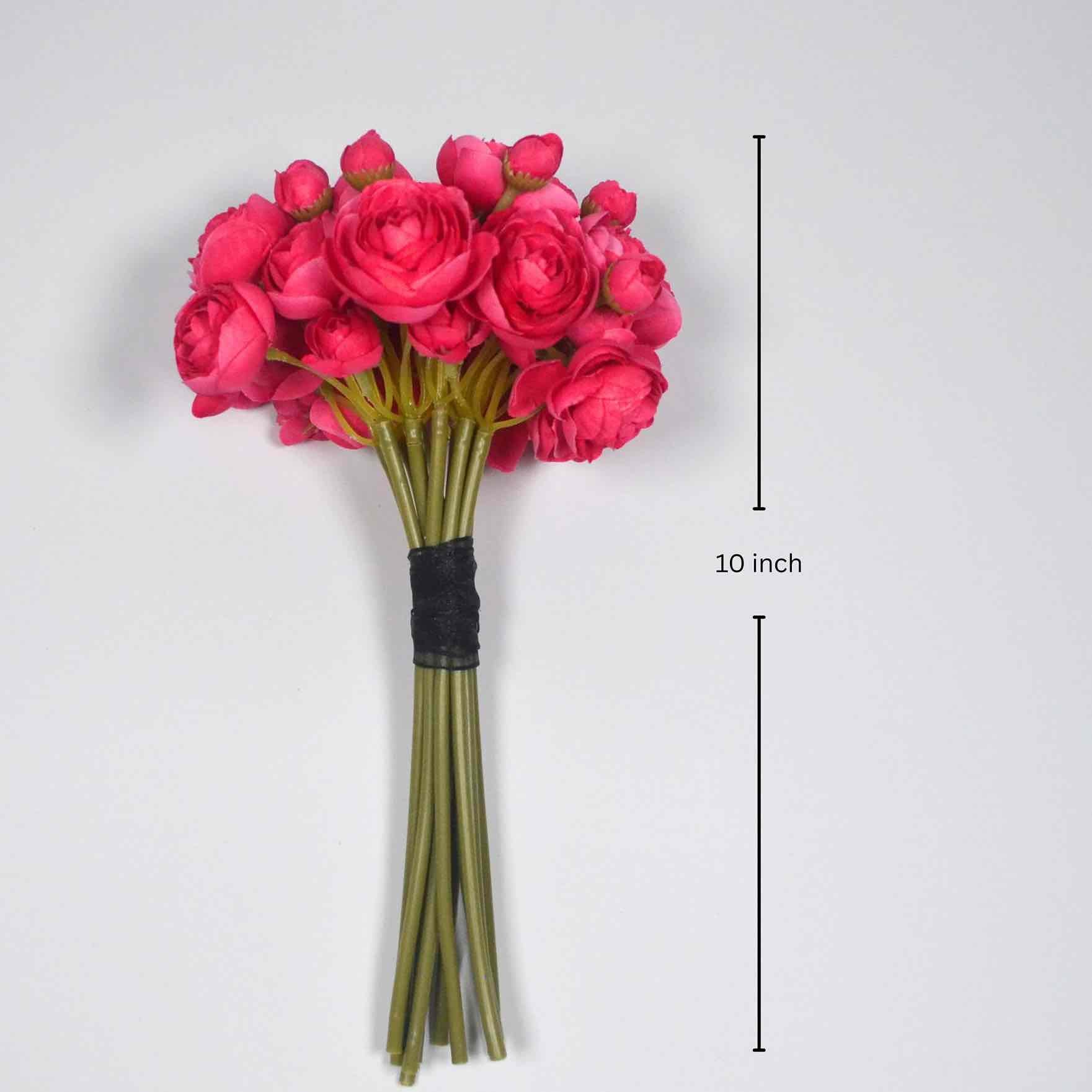 12 stems silk red ranunculus bunch hand tied